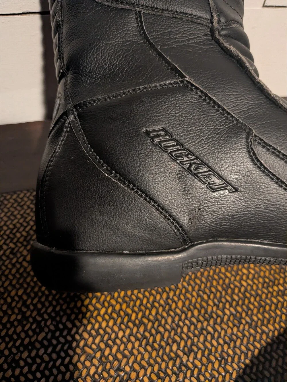 Discont'd Joe Rocket Black Mercury Leather Motorcycle Boot Hook & Loop Close 10